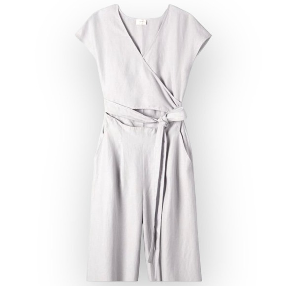 Aritzia Wilfred Brax Jumpsuit White Wide-leg Wrap Top Jumpsuit Size 0 - Picture 3 of 8
